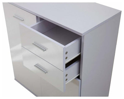 Modern High Gloss Chest of  3 Drawer with Door and Inner Shelf for extra Storage DL Modern