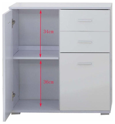 Modern High Gloss Chest of  3 Drawer with Door and Inner Shelf for extra Storage DL Modern