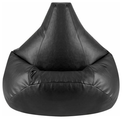 Modern Highback Bean Bag Upholstered, Faux Leather for Ultimate Comfort, Black DL Modern