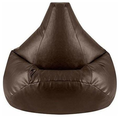 Modern Highback Bean Bag Upholstered, Faux Leather for Ultimate Comfort, Brown DL Modern