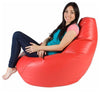 Modern Highback Bean Bag Upholstered, Faux Leather for Ultimate Comfort, Red DL Modern