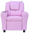 Modern Kid Recliner in Pink PU Leather With Cup Holder and Armrest DL Modern