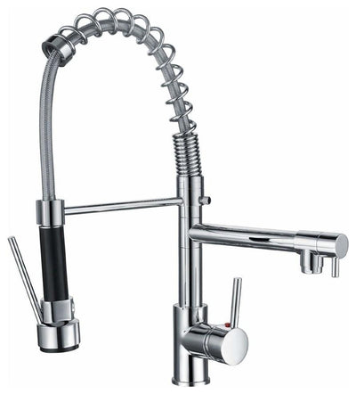 Modern Kitchen Taps With Pull Down Spray Swivel Spring Spout, Chrome Finish DL Modern