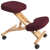 Modern Kneeling Chair With Solid Pine Wood and Burgundy Padded Cushions DL Modern