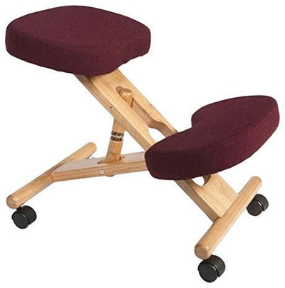 Modern Kneeling Chair With Solid Pine Wood and Burgundy Padded Cushions DL Modern