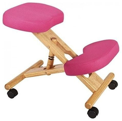 Modern Kneeling Chair With Solid Pine Wooden Frame and Pink Padded Cushions DL Modern