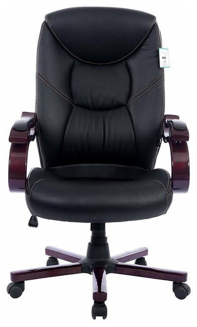 Modern Luxury Chair Upholstered, PU Leather With Elegant Wooden Armrests, Black DL Modern