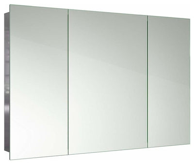 Modern Mirror Cabinet, Stainless Steel With Triple Doors and 3 Open Shelves DL Modern