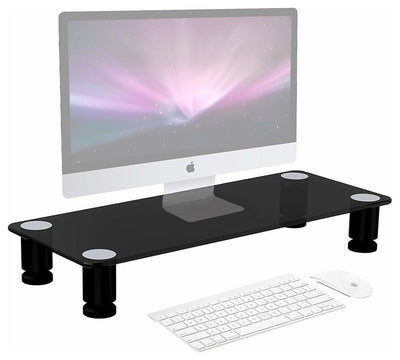 Modern Monitor-Laptop Stand, Tempered Glass With 4 Strong Legs, Black, 63 cm DL Modern