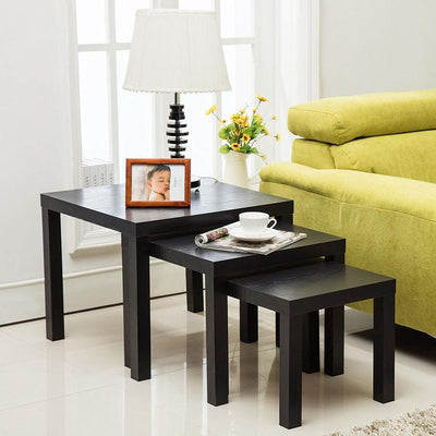 Modern Nesting Coffee Tables in MDF, Square Design, Set of 3 DL Modern