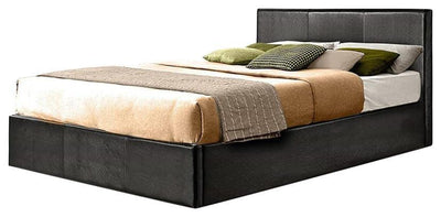 Modern Ottoman Storage Bed, Faux Leather With Memory Foam Mattress, Brown DL Modern
