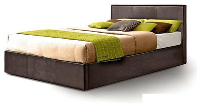Modern Ottoman Storage Bed, Faux Leather With Memory Foam Mattress, Brown DL Modern