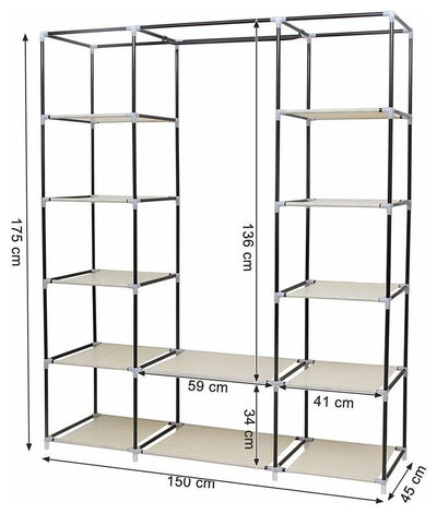 Modern Portable Wardrobe, Waterproof Fabric With Inner Shelves for Storage DL Modern