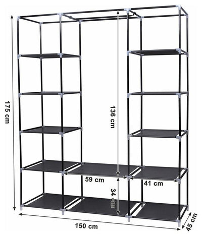 Modern Portable Wardrobe, Waterproof Fabric With Inner Shelves for Storage