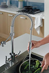 Modern Professional Sink Mixer With Pull-Out Spray, Dual Lever, Chrome Finish DL Modern