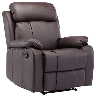 Modern PU Leather Recliner Chair With Extra Padded Armrest, High Back, Brown DL Modern