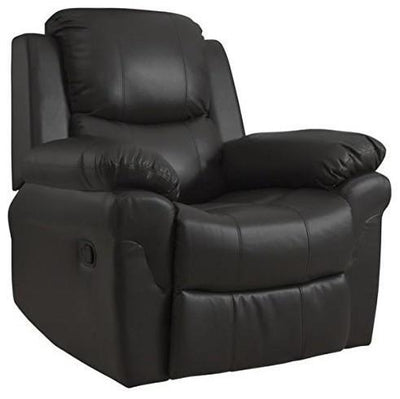 Modern Recliner Chair Upholstered, Bonded Faux Leather, Padded Armrest, Brown DL Modern