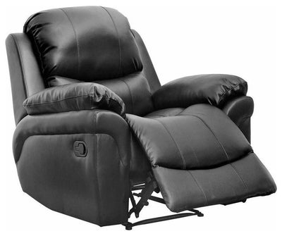 Modern Recliner Chair Upholstered, Bonded Leather With Cushioned Armrest, Black DL Modern
