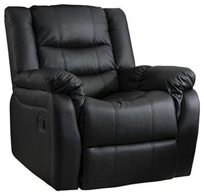 Modern Recliner in PU and Bonded Leather, Extra Padded, Black DL Modern