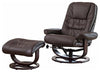 Modern Recliner with Footstool in Bonded Leather with Rounded Wooden Base, Beige DL Modern