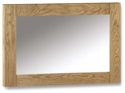 Modern Rectangular Wall Mounted Mirror, Waxed Oak Solid Wood DL Modern