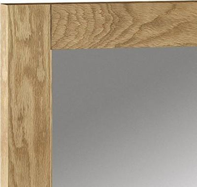 Modern Rectangular Wall Mounted Mirror, Waxed Oak Solid Wood DL Modern