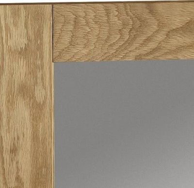 Modern Rectangular Wall Mounted Mirror, Waxed Oak Solid Wood DL Modern