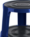 Modern Rolling Step Stool, Steel Metal, 3-Castor Wheels for Easy Movement, Blue DL Modern