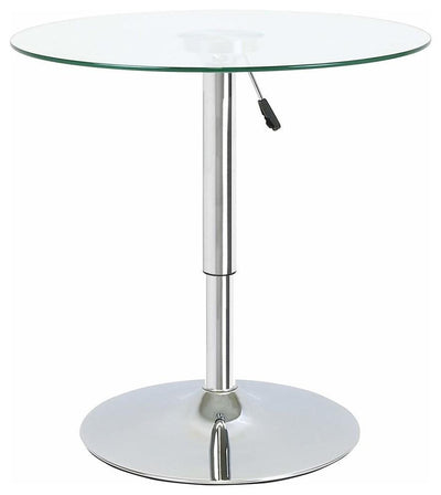 Modern Round Bar Table, Tempered Glass Top and Metal Leg, Adjustable Height DL Modern