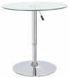 Modern Round Bar Table, Tempered Glass Top and Metal Leg, Adjustable Height DL Modern