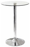 Modern Round Bistro Table with Clear Tempered Glass Top and Chrome Plated Stand DL Modern