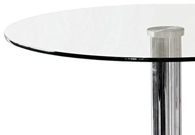 Modern Round Bistro Table with Clear Tempered Glass Top and Chrome Plated Stand DL Modern