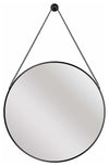 Modern Round Mirror With Black Finished Metal Frame, Hanging Chain and Hook DL Modern