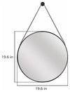 Modern Round Mirror With Black Finished Metal Frame, Hanging Chain and Hook DL Modern