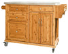 Modern Serving Trolley, Bamboo Wood With 1-Cabinet, 4-Drawer and Towel Rack DL Modern