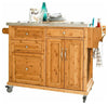 Modern Serving Trolley, Bamboo Wood With 1-Cabinet, 4-Drawer and Towel Rack DL Modern