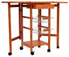 Modern Serving Trolley Cart, Solid Pine Wood With 2 Metal Baskets and Drawer DL Modern
