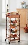 Modern Serving Trolley Cart, Solid Pine Wood With Ceramic Tiled Top and Wheels DL Modern
