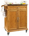 Modern Serving Trolley, Natural Bamboo Wood With Stainless Steel Worktop DL Modern