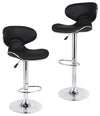 Modern Set of 2 Bar Stools Upholstered, Faux Leather, Back and Footrest, Black DL Modern