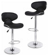 Modern Set of 2 Bar Stools Upholstered, Faux Leather, Back and Footrest, Black DL Modern