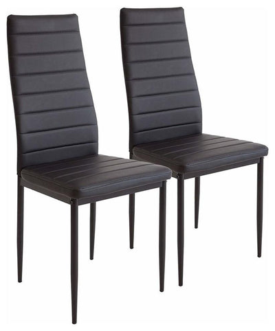 Modern Set of 2 Chairs Black Finished Steel Frame and Faux Leather, Comfortable, DL Modern