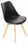 Modern Set of 2 Chairs, Solid Oak Legs and Cushioned Padded Seat Tulip Style DL Modern