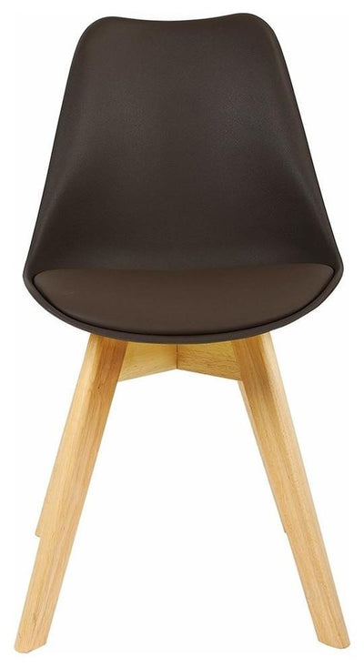 Modern Set of 2 Chairs, Solid Wooden Legs and Upholstered Padded Seat, Brown DL Modern