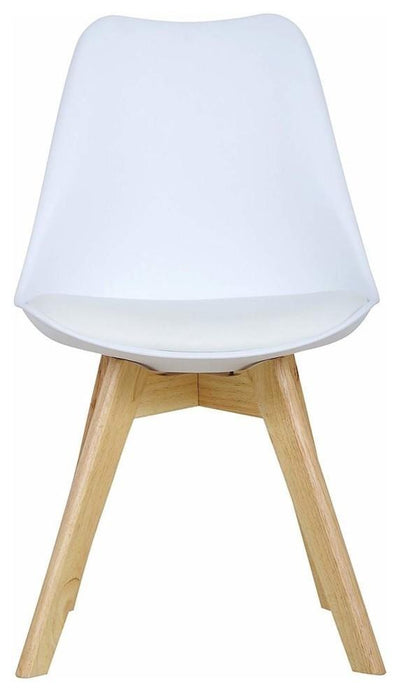 Modern Set of 2 Chairs, Solid Wooden Legs and Upholstered Padded Seat, White DL Modern