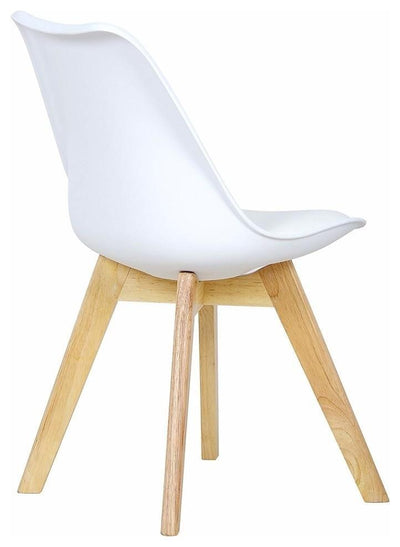 Modern Set of 2 Chairs, Solid Wooden Legs and Upholstered Padded Seat, White DL Modern