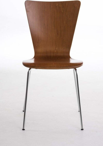 Modern Set of 2 Chairs, Steel Metal Frame and MDF Seat, Brown DL Modern