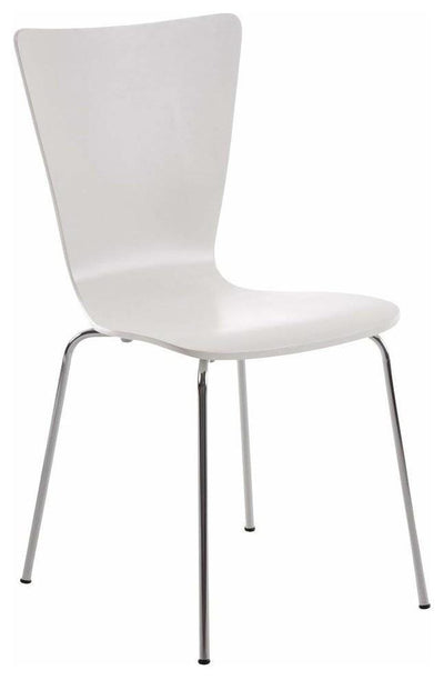 Modern Set of 2 Chairs, Steel Metal Frame and MDF Seat, White DL Modern
