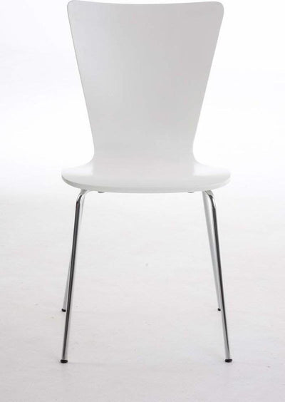 Modern Set of 2 Chairs, Steel Metal Frame and MDF Seat, White DL Modern