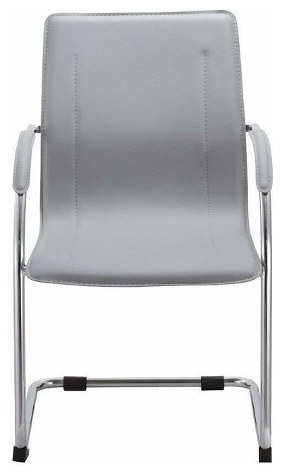 Modern Set of 2 Chairs Upholstered, Grey Synthetic Leather, Cantilever Design DL Modern